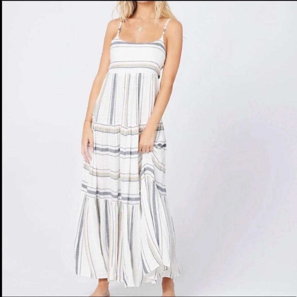 L*Space Striped Maxi Dress in Cream and Gray
